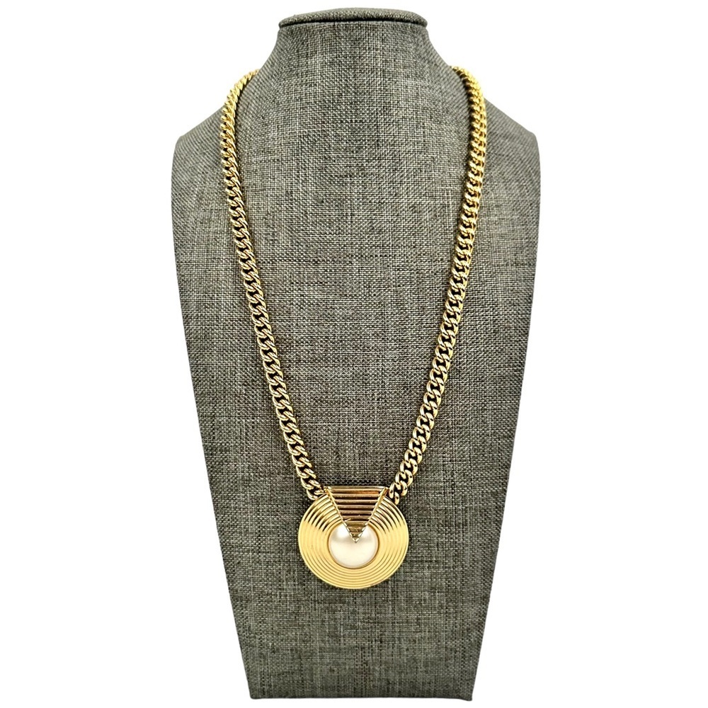 VINTAGE Art Deco Gold Pendant Necklace
